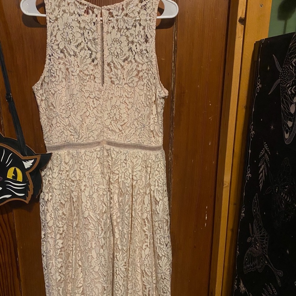 Adrianna Papell Wedding collection pink and silver lace dress. Women’s size 12